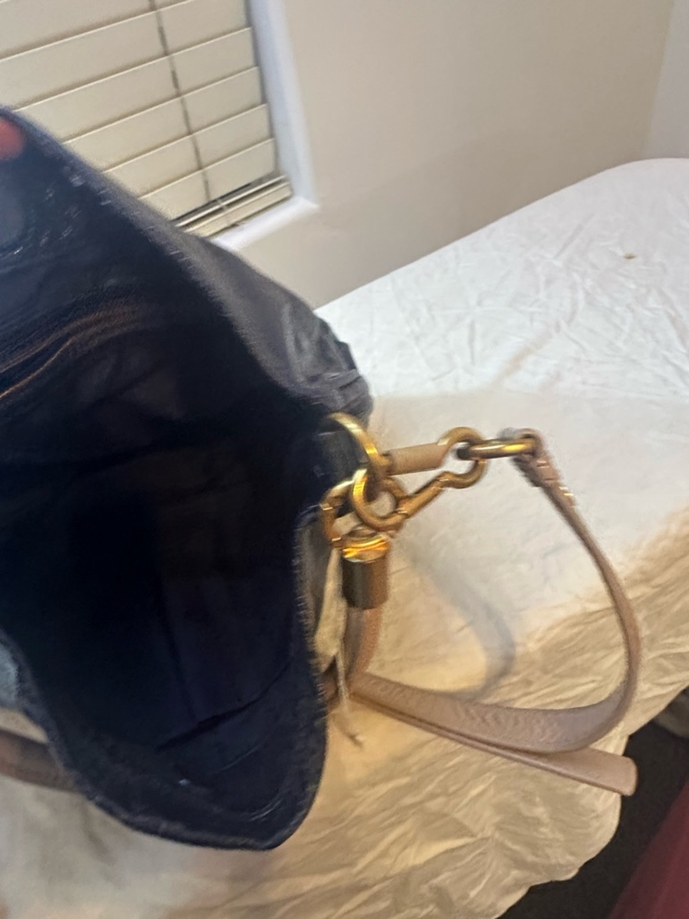 Marc by Marc Jacobs Black Leather Hobo with Tan Handle and Gold Plaque - Picture 5 of 6